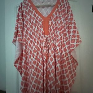 Cabana Life Orange and White Swim Cover-Up